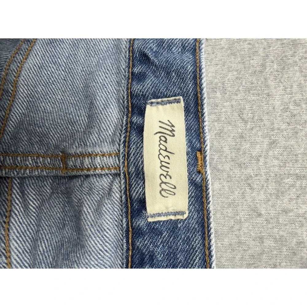 Madewell The Mom Jean Womens 27 Blue‎ High Rise Crop Distressed Raw Hem Denim